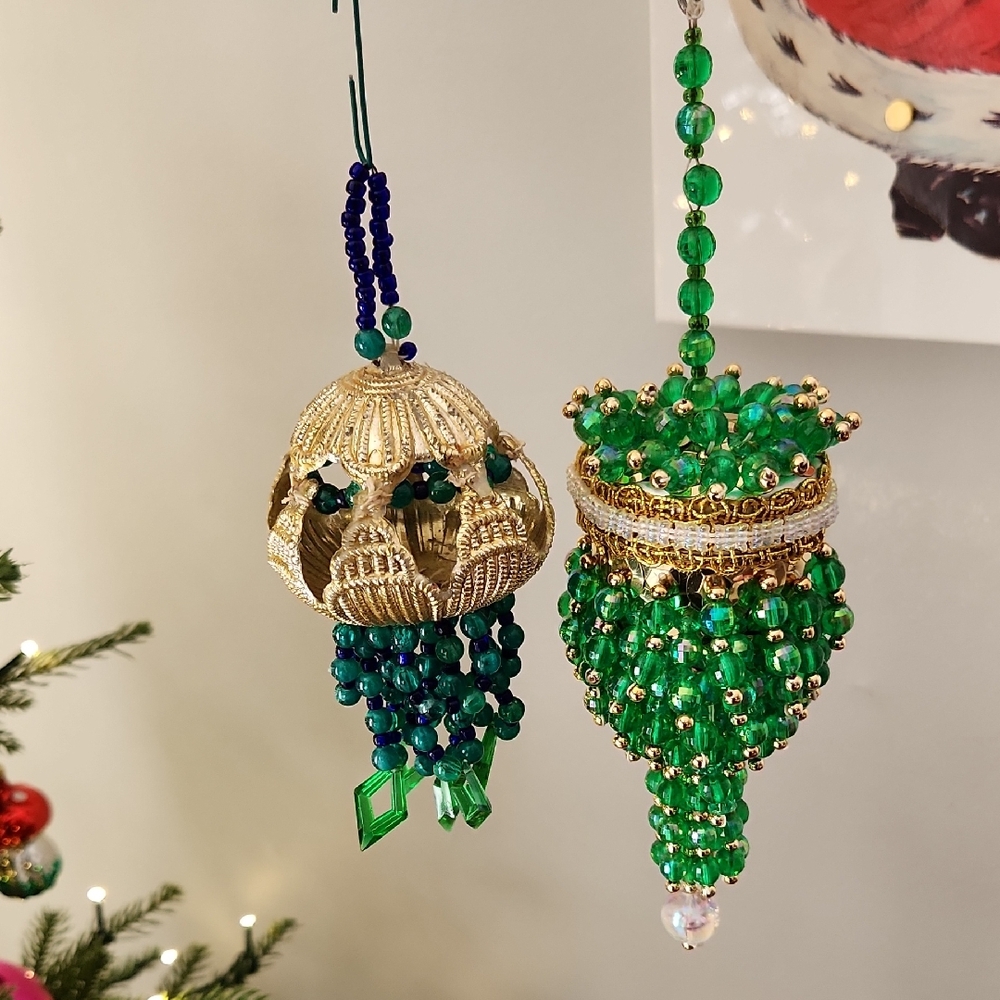 Vintage handmade beaded Christmas ornaments